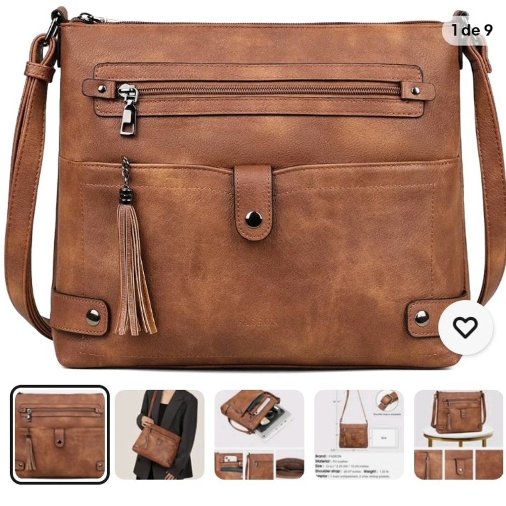 Women's Tan Crossbody Bag with Tassel - Casual Everyday